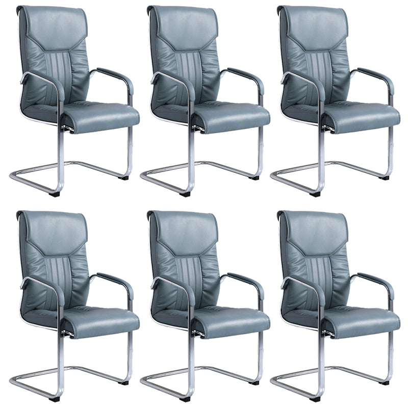 Chaise de bureau à armes fixes moderne sans roues chaise de bureau ergonomique en cuir