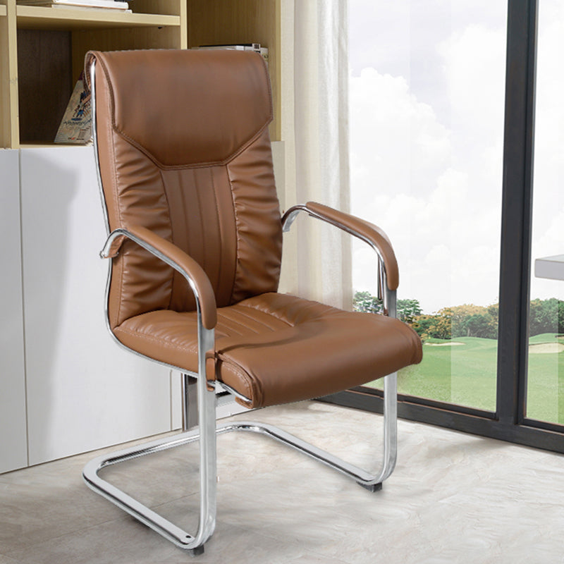 Chaise de bureau à armes fixes moderne sans roues chaise de bureau ergonomique en cuir