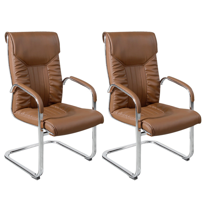 Chaise de bureau à armes fixes moderne sans roues chaise de bureau ergonomique en cuir