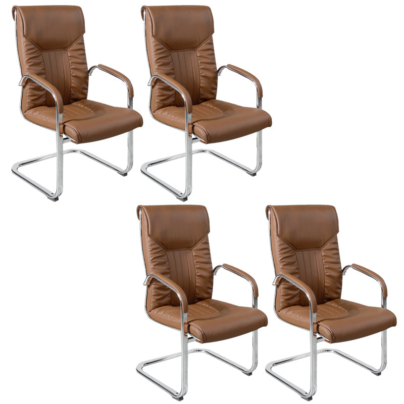 Chaise de bureau à armes fixes moderne sans roues chaise de bureau ergonomique en cuir