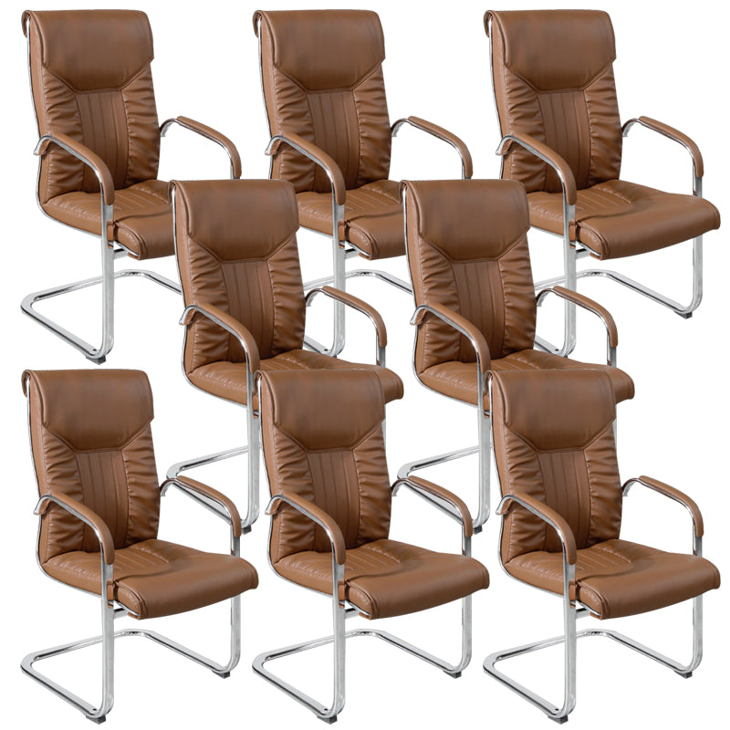 Chaise de bureau à armes fixes moderne sans roues chaise de bureau ergonomique en cuir