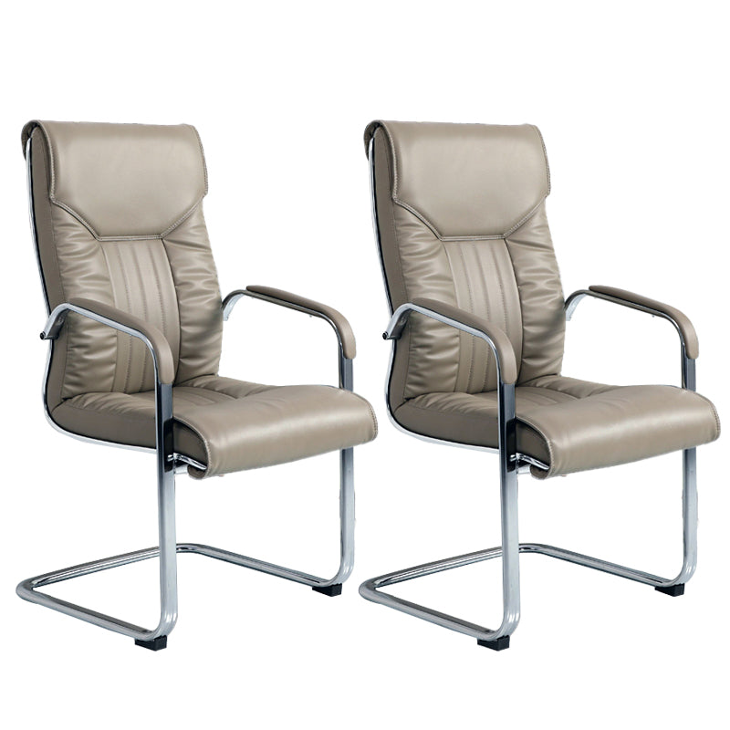 Chaise de bureau à armes fixes moderne sans roues chaise de bureau ergonomique en cuir