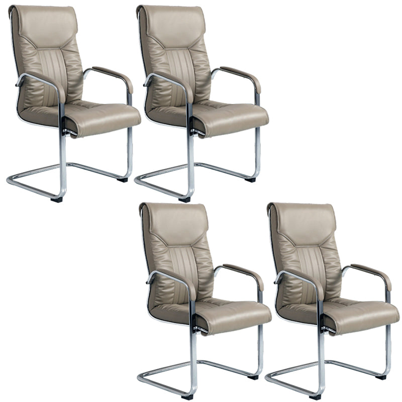 Chaise de bureau à armes fixes moderne sans roues chaise de bureau ergonomique en cuir