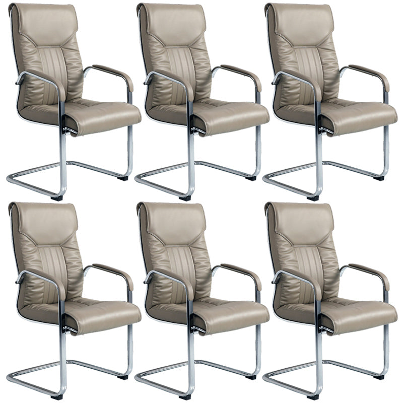 Chaise de bureau à armes fixes moderne sans roues chaise de bureau ergonomique en cuir