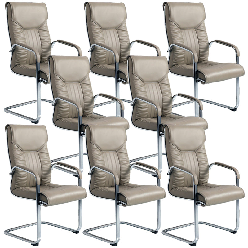 Chaise de bureau à armes fixes moderne sans roues chaise de bureau ergonomique en cuir