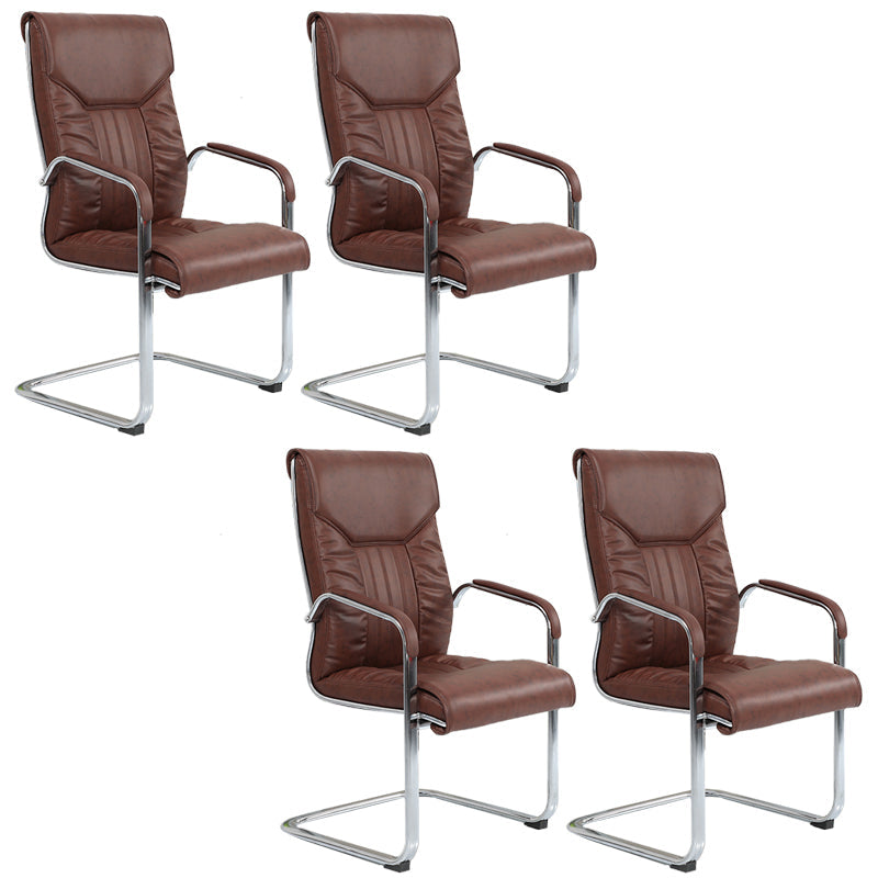 Chaise de bureau à armes fixes moderne sans roues chaise de bureau ergonomique en cuir