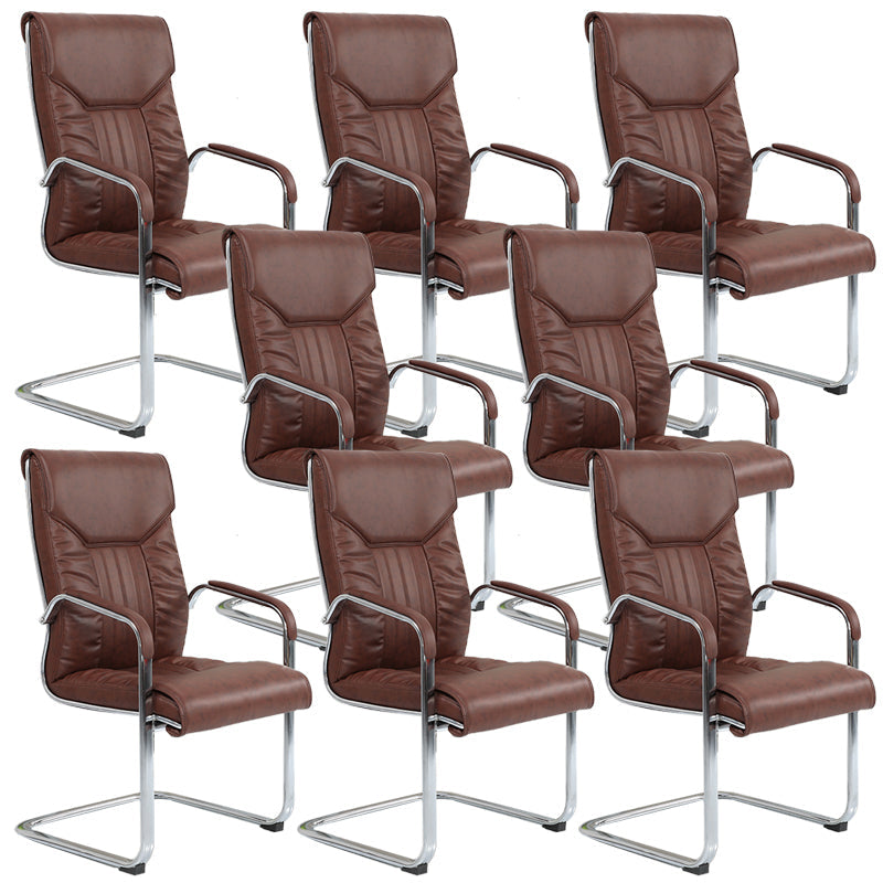 Chaise de bureau à armes fixes moderne sans roues chaise de bureau ergonomique en cuir