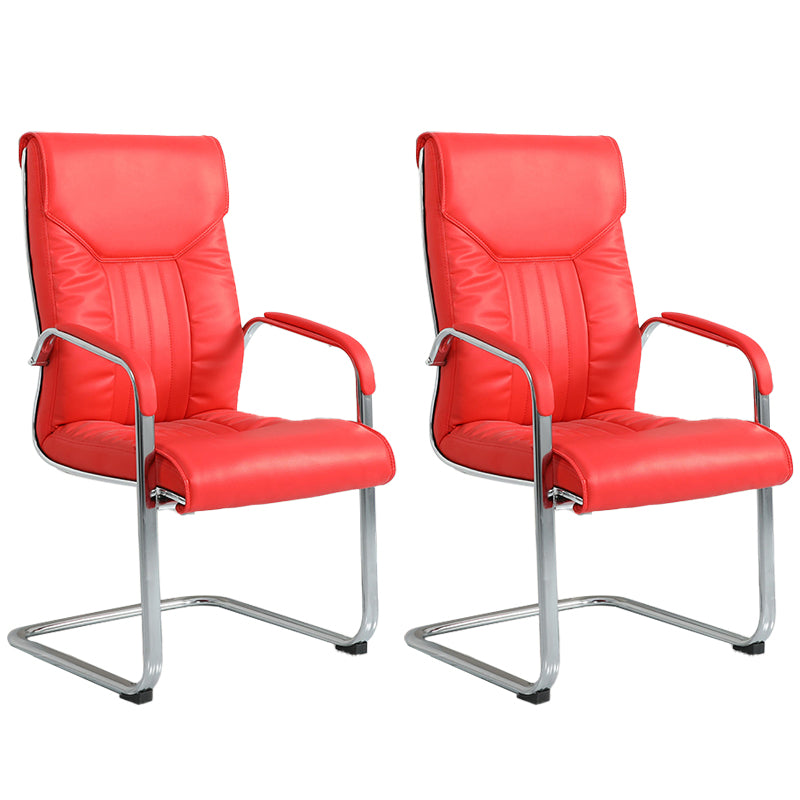 Chaise de bureau à armes fixes moderne sans roues chaise de bureau ergonomique en cuir