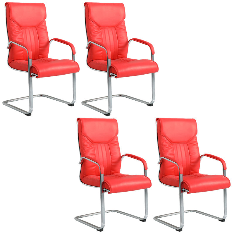 Chaise de bureau à armes fixes moderne sans roues chaise de bureau ergonomique en cuir