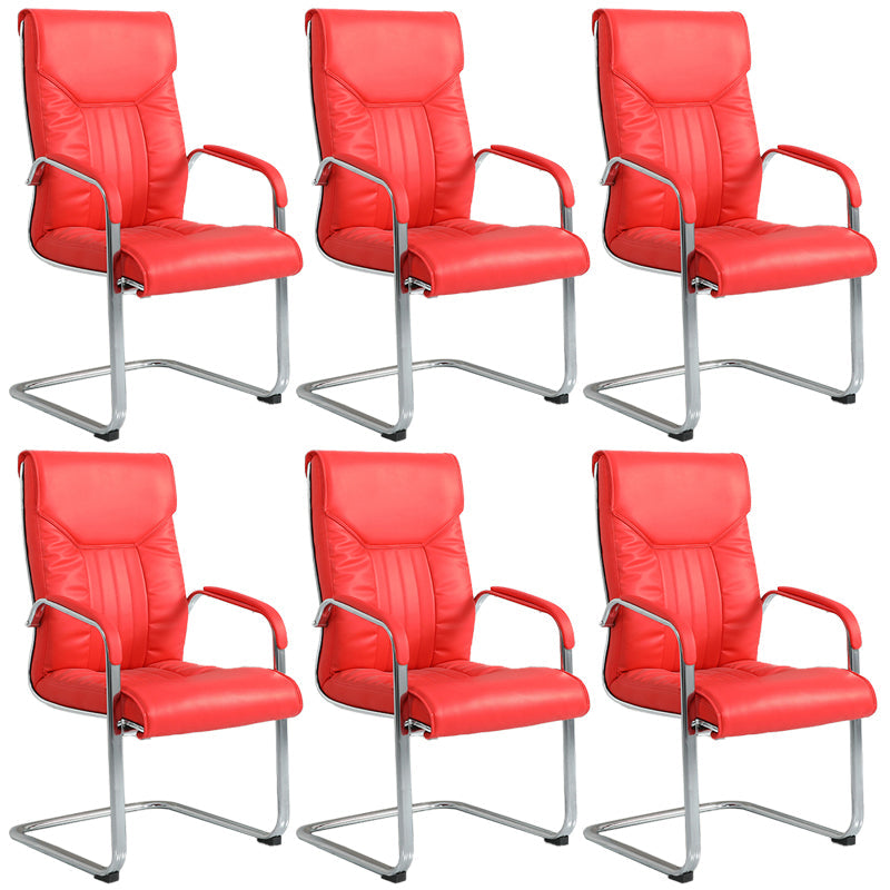 Chaise de bureau à armes fixes moderne sans roues chaise de bureau ergonomique en cuir