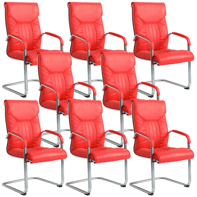 Chaise de bureau à armes fixes moderne sans roues chaise de bureau ergonomique en cuir