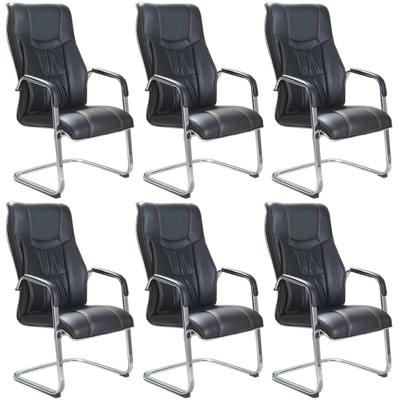 Chaise de bureau à armes fixes moderne sans roues chaise de bureau ergonomique en cuir