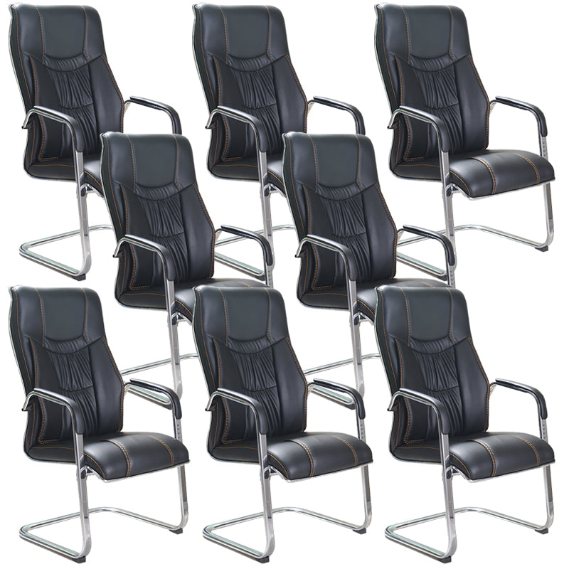 Chaise de bureau à armes fixes moderne sans roues chaise de bureau ergonomique en cuir