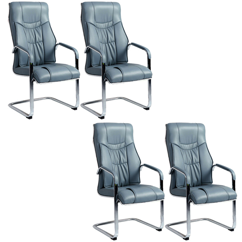 Chaise de bureau à armes fixes moderne sans roues chaise de bureau ergonomique en cuir