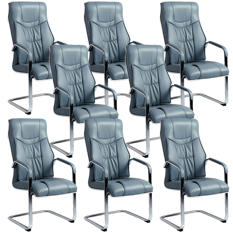 Chaise de bureau à armes fixes moderne sans roues chaise de bureau ergonomique en cuir