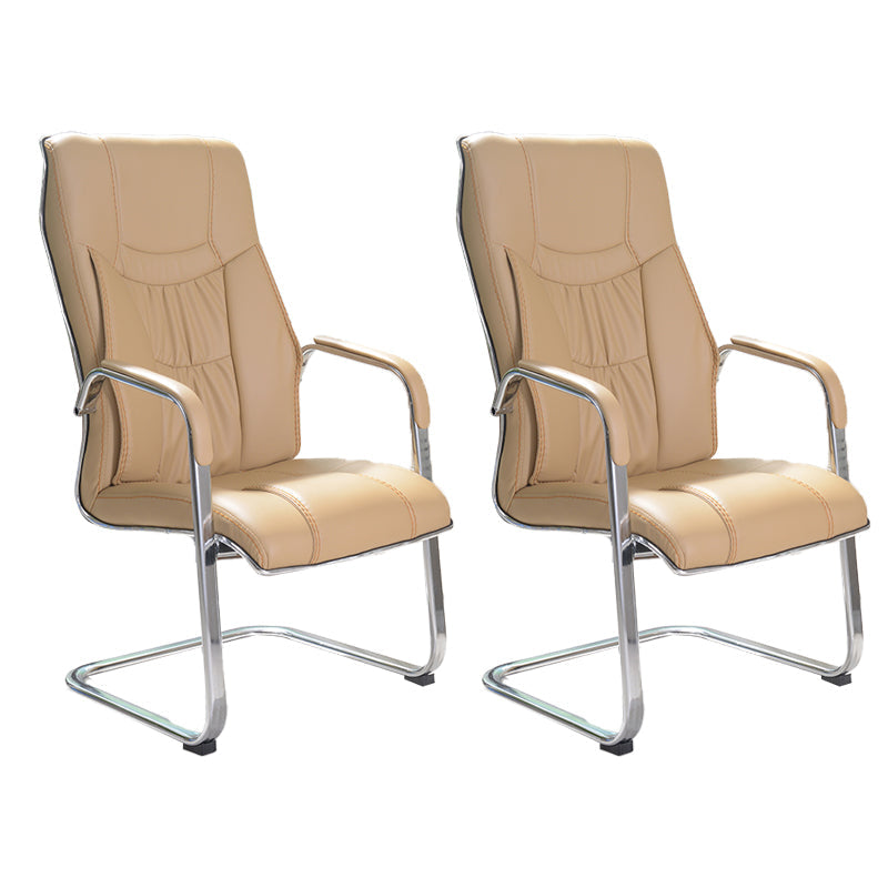 Chaise de bureau à armes fixes moderne sans roues chaise de bureau ergonomique en cuir