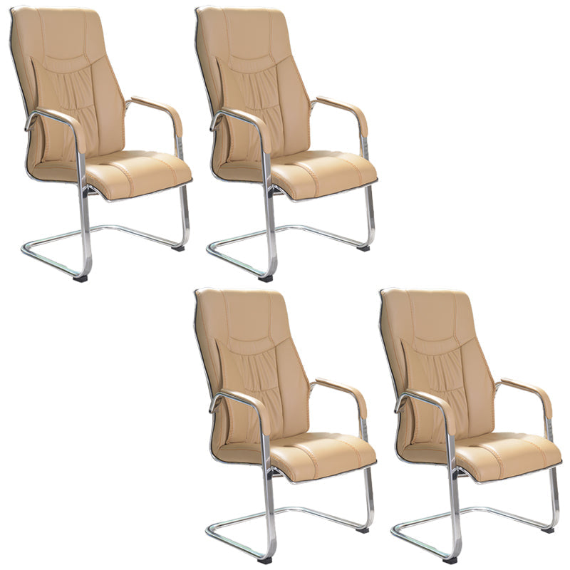 Chaise de bureau à armes fixes moderne sans roues chaise de bureau ergonomique en cuir