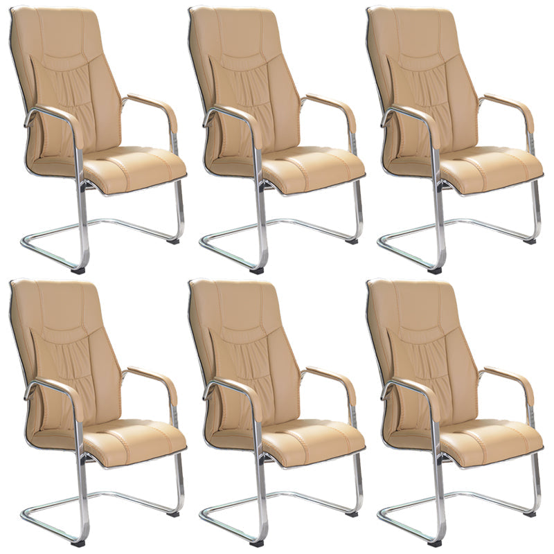 Chaise de bureau à armes fixes moderne sans roues chaise de bureau ergonomique en cuir