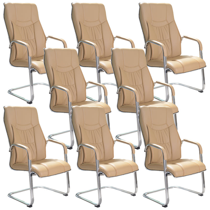 Chaise de bureau à armes fixes moderne sans roues chaise de bureau ergonomique en cuir