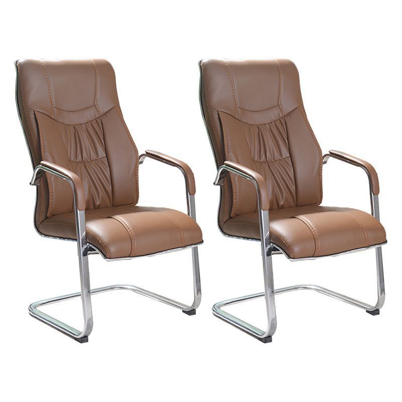 Chaise de bureau à armes fixes moderne sans roues chaise de bureau ergonomique en cuir