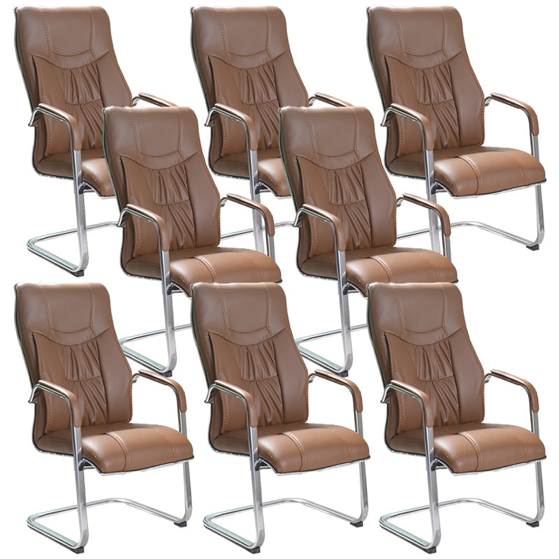 Chaise de bureau à armes fixes moderne sans roues chaise de bureau ergonomique en cuir