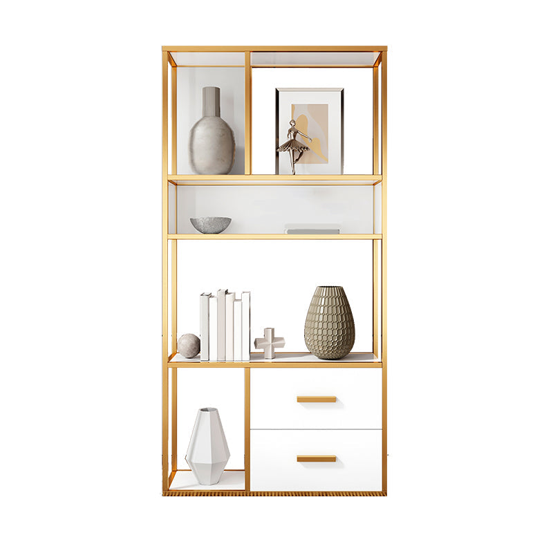 Glam Shelf Bookcase Metal Open Back Bookshelf for Study Room 47"L x 12"W x 79"H Clearhalo 'Bookcases' 'furn' 'furn_bookcases' 'Furniture' 'Office Furniture' 7067276