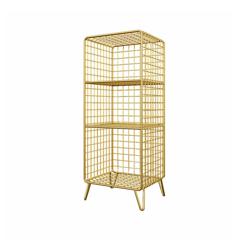 Glam Shelf Bookcase Metal Closed Back Book Shelf for Home Office 14"L x 12"W x 35"H Gold Clearhalo 'Bookcases' 'furn' 'furn_bookcases' 'Furniture' 'Office Furniture' 7067308
