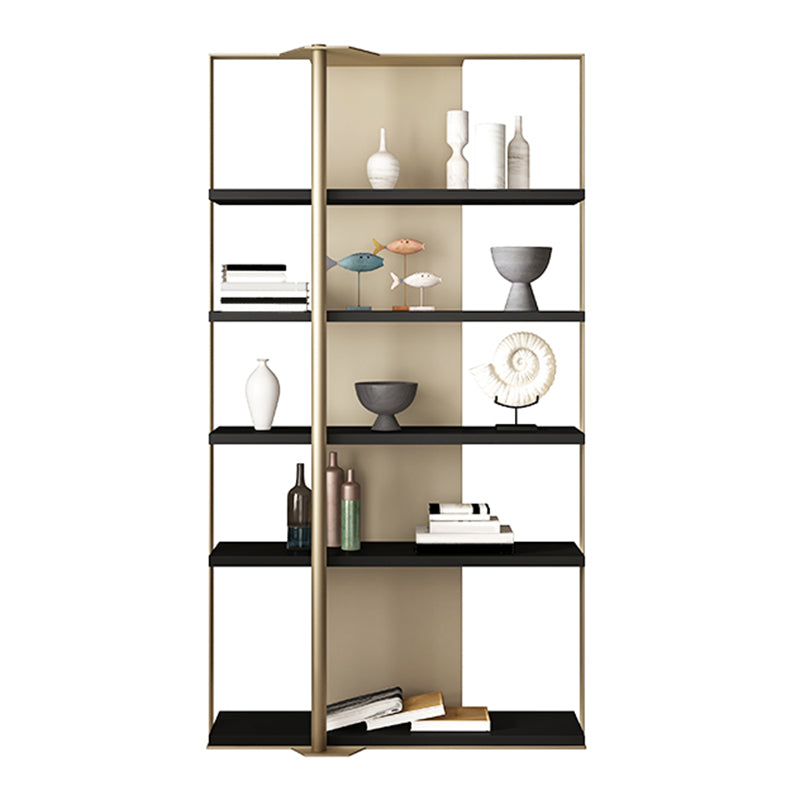 Glam Open Back Shelf Bookcase Metal Book Shelf for Study Room Black-Gold Clearhalo 'Bookcases' 'furn' 'furn_bookcases' 'Furniture' 'Office Furniture' 7067325