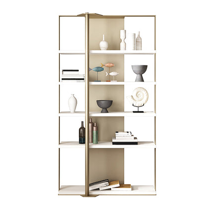Glam Open Back Shelf Bookcase Metal Book Shelf for Study Room White-Gold Clearhalo 'Bookcases' 'furn' 'furn_bookcases' 'Furniture' 'Office Furniture' 7067326