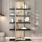 Glam Open Back Shelf Bookcase Metal Book Shelf for Study Room 39"L x 12"W x 79"H Black-Gold Clearhalo 'Bookcases' 'furn' 'furn_bookcases' 'Furniture' 'Office Furniture' 7067328