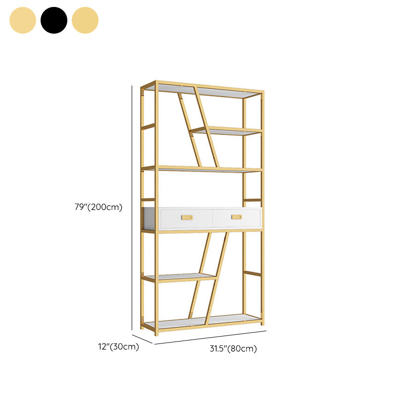 Bibliothèque d'étagère glamour ouvrir la bibliothèque en métal avec tiroirs pour le bureau à domicile