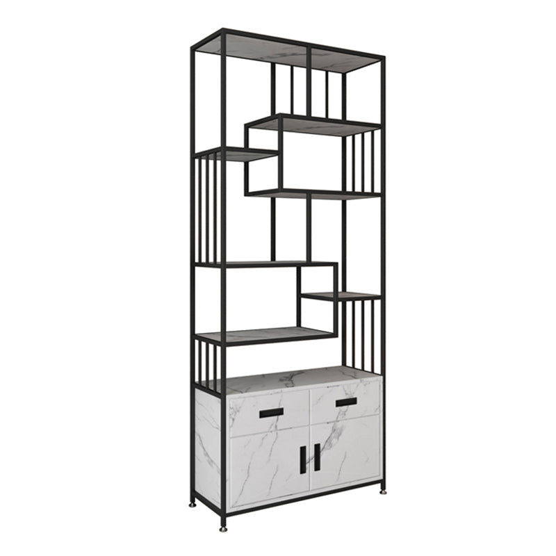 Glam Shelf Bookcase Open Back Metal Book Shelf for Study Room 31.5"L x 11.8"W x 74.8"H Black 1 Clearhalo 'Bookcases' 'furn' 'furn_bookcases' 'Furniture' 'Office Furniture' 7067357