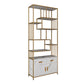 Glam Shelf Bookcase Open Back Metal Book Shelf for Study Room 31.5"L x 11.8"W x 74.8"H Gold 1 Clearhalo 'Bookcases' 'furn' 'furn_bookcases' 'Furniture' 'Office Furniture' 7067359
