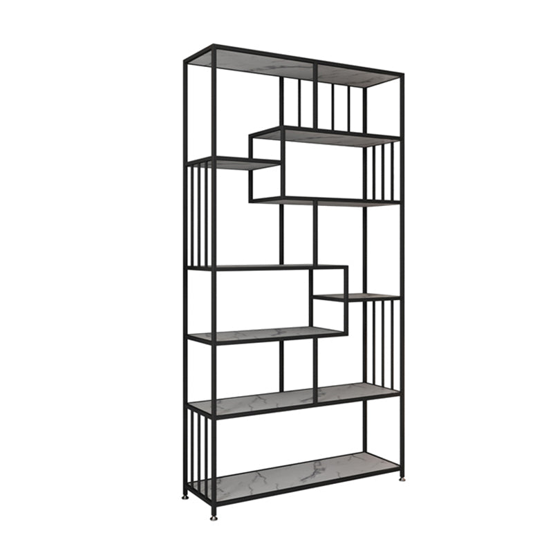 Glam Shelf Bookcase Open Back Metal Book Shelf for Study Room 39.4"L x 11.8"W x 74.8"H Black Cabinet Not Included Clearhalo 'Bookcases' 'furn' 'furn_bookcases' 'Furniture' 'Office Furniture' 7067362
