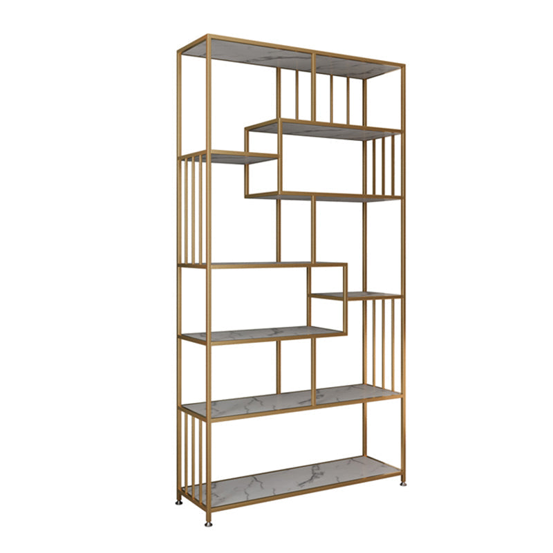 Glam Shelf Bookcase Open Back Metal Book Shelf for Study Room 39.4"L x 11.8"W x 74.8"H Gold Cabinet Not Included Clearhalo 'Bookcases' 'furn' 'furn_bookcases' 'Furniture' 'Office Furniture' 7067364