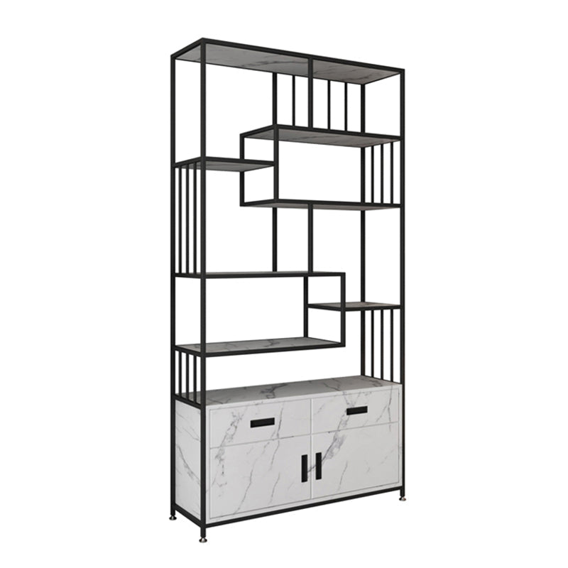 Glam Shelf Bookcase Open Back Metal Book Shelf for Study Room 39.4"L x 11.8"W x 74.8"H Black 1 Clearhalo 'Bookcases' 'furn' 'furn_bookcases' 'Furniture' 'Office Furniture' 7067366