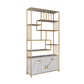 Glam Shelf Bookcase Open Back Metal Book Shelf for Study Room 39.4"L x 11.8"W x 74.8"H Gold 1 Clearhalo 'Bookcases' 'furn' 'furn_bookcases' 'Furniture' 'Office Furniture' 7067368