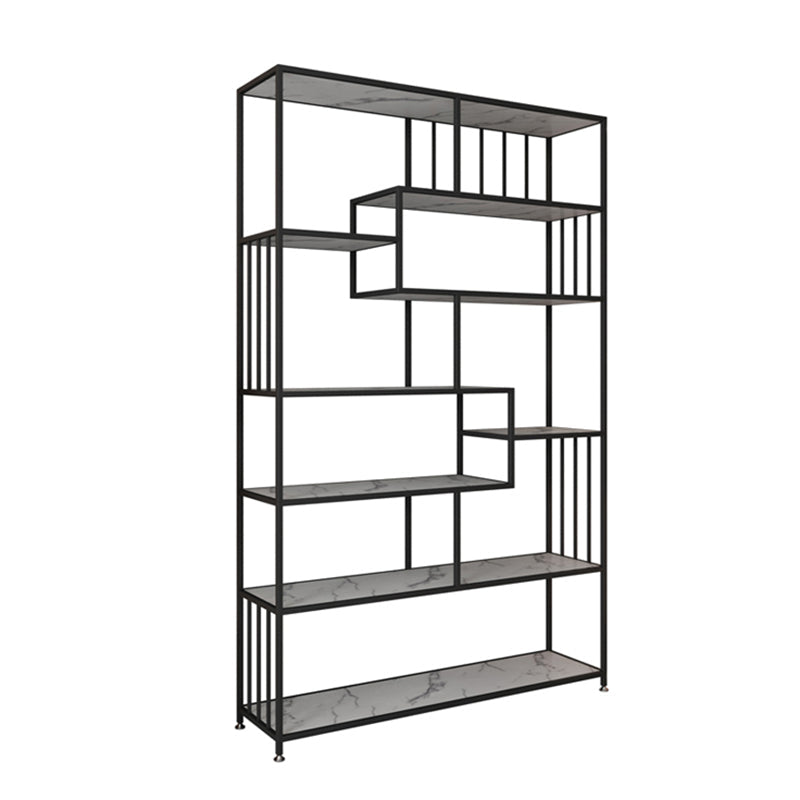Glam Shelf Bookcase Open Back Metal Book Shelf for Study Room 47.2"L x 11.8"W x 74.8"H Black Cabinet Not Included Clearhalo 'Bookcases' 'furn' 'furn_bookcases' 'Furniture' 'Office Furniture' 7067369