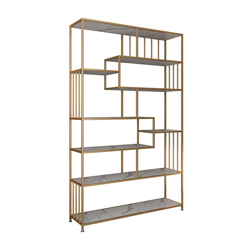 Glam Shelf Bookcase Open Back Metal Book Shelf for Study Room 47.2"L x 11.8"W x 74.8"H Gold Cabinet Not Included Clearhalo 'Bookcases' 'furn' 'furn_bookcases' 'Furniture' 'Office Furniture' 7067372