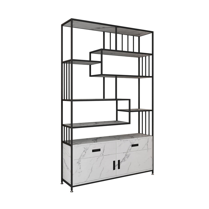 Glam Shelf Bookcase Open Back Metal Book Shelf for Study Room 47.2"L x 11.8"W x 74.8"H Black 1 Clearhalo 'Bookcases' 'furn' 'furn_bookcases' 'Furniture' 'Office Furniture' 7067373