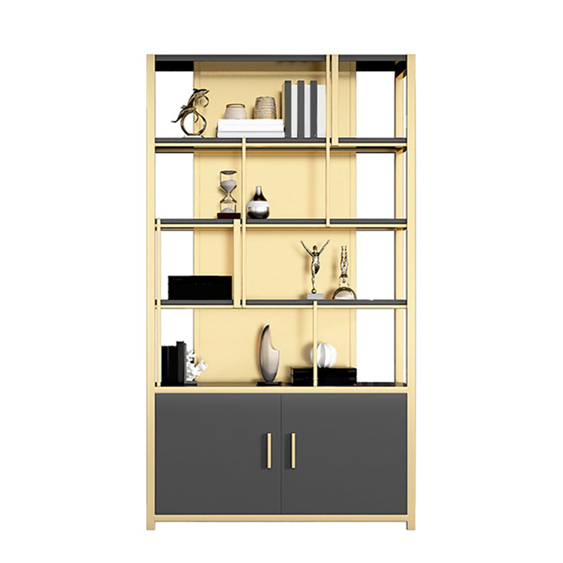 Glam Open Back Shelf Bookcase Metal Book Shelf for Home Office Black-Gold Clearhalo 'Bookcases' 'furn' 'furn_bookcases' 'Furniture' 'Office Furniture' 7067382