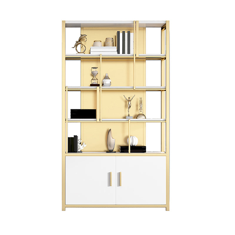 Glam Open Back Shelf Bookcase Metal Book Shelf for Home Office White-Gold Clearhalo 'Bookcases' 'furn' 'furn_bookcases' 'Furniture' 'Office Furniture' 7067383