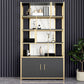 Glam Open Back Shelf Bookcase Metal Book Shelf for Home Office 47"L x 12"W x 79"H Black White Clearhalo 'Bookcases' 'furn' 'furn_bookcases' 'Furniture' 'Office Furniture' 7067384