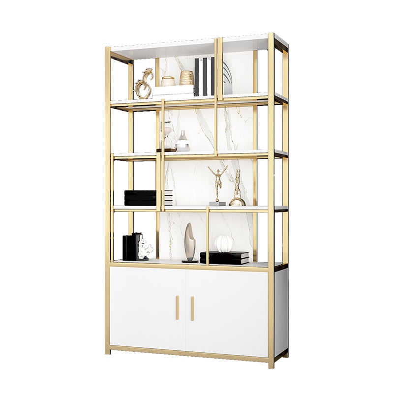 Glam Open Back Shelf Bookcase Metal Book Shelf for Home Office White Clearhalo 'Bookcases' 'furn' 'furn_bookcases' 'Furniture' 'Office Furniture' 7067385