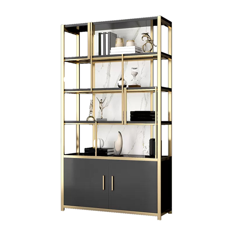 Glam Open Back Shelf Bookcase Metal Book Shelf for Home Office Black White Clearhalo 'Bookcases' 'furn' 'furn_bookcases' 'Furniture' 'Office Furniture' 7067388