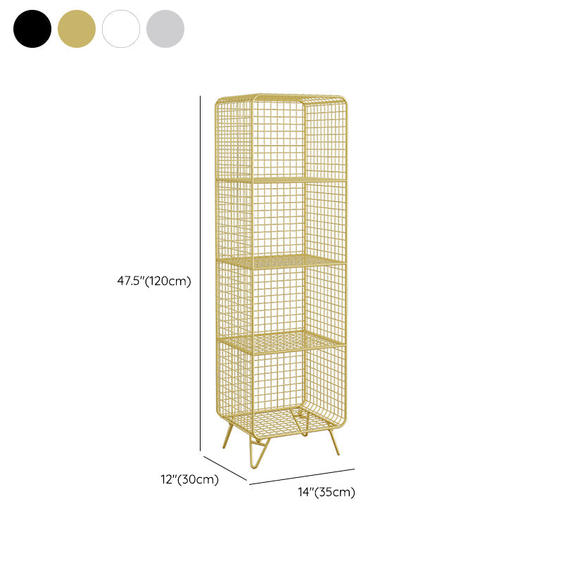 Bibliothèque d'étagère glamour fermé étagère de livre en métal pour le bureau à domicile