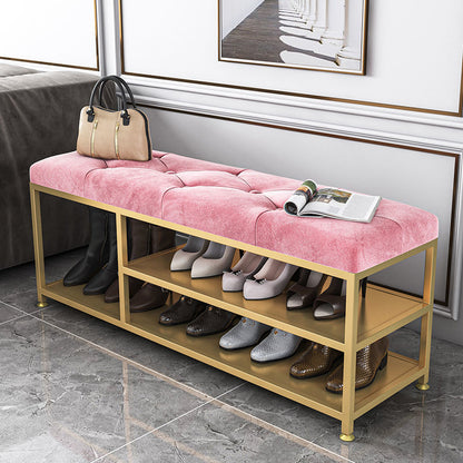 Contemporary Seating Bench Cushioned Metal Entryway Bench , 14-inch Width Pink Clearhalo 'Benches' 'Chairs & Seating' 'furn' 'furn_benches' 'Furniture' 'Living Room Furniture' 7067426