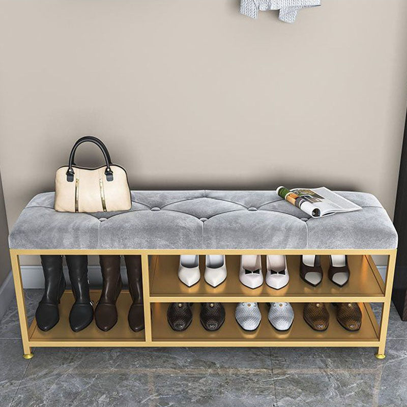 Contemporary Seating Bench Cushioned Metal Entryway Bench , 14-inch Width 55"L x 14"W x 18"H Dark Gray Clearhalo 'Benches' 'Chairs & Seating' 'furn' 'furn_benches' 'Furniture' 'Living Room Furniture' 7067427