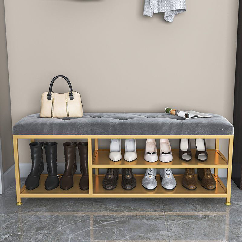 Contemporary Seating Bench Cushioned Metal Entryway Bench , 14-inch Width Dark Gray Clearhalo 'Benches' 'Chairs & Seating' 'furn' 'furn_benches' 'Furniture' 'Living Room Furniture' 7067428