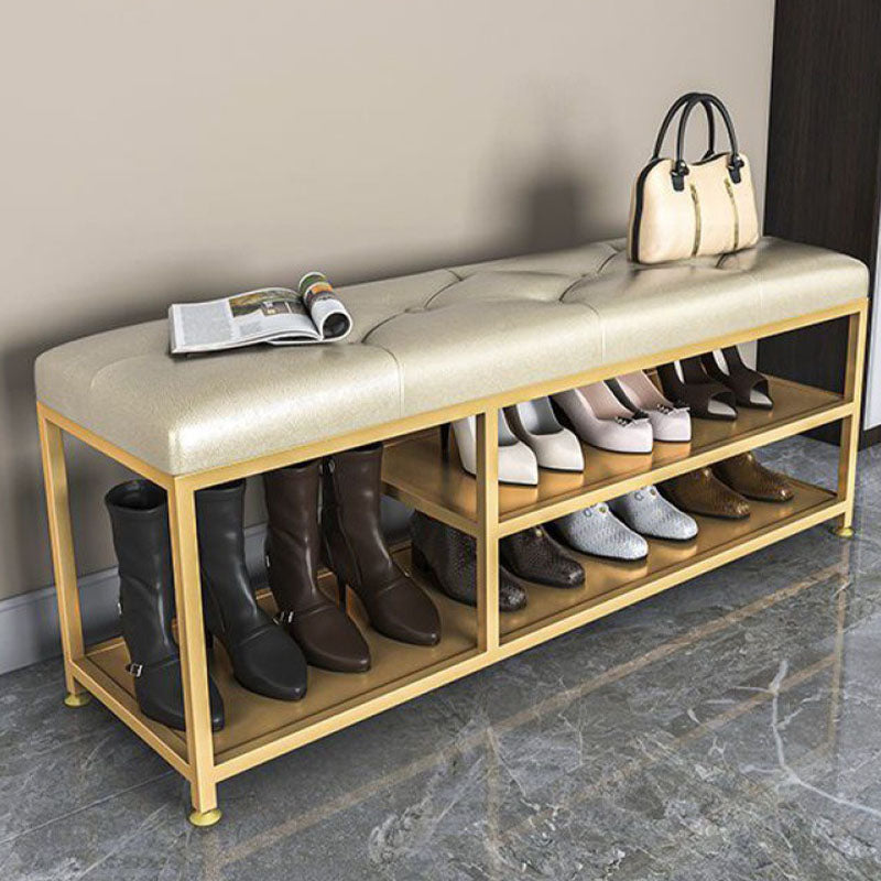 Contemporary Seating Bench Cushioned Metal Entryway Bench , 14-inch Width White Clearhalo 'Benches' 'Chairs & Seating' 'furn' 'furn_benches' 'Furniture' 'Living Room Furniture' 7067430